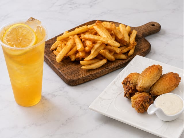 Fries + Chicken Wings + Drink.